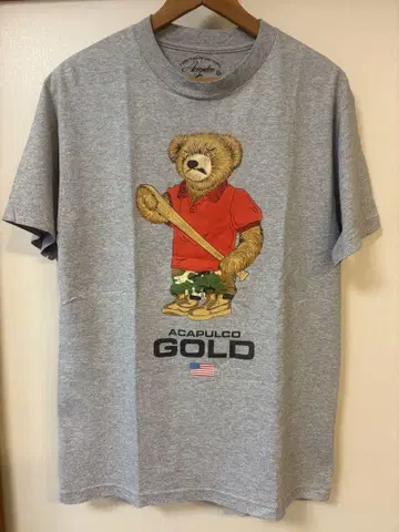 ACAPULCO GOLD 프린트 BEAR 티셔츠 M 멜란지 그레이