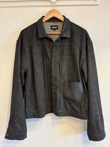 Schott/샷 린넨 데님 가죽 콤비