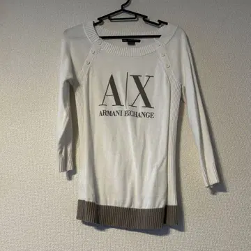 Armani Exchange 화이트 긴팔 니트(얇은 소재)