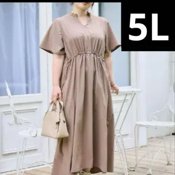 시마무라 오카다 유리 허리 드로스트 원피스 5L 카멜