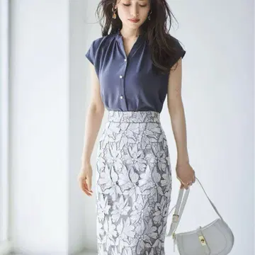아푸와이저 리셰 세탁 가능한 2way 펄 버튼 블라우스 차콜 그레이