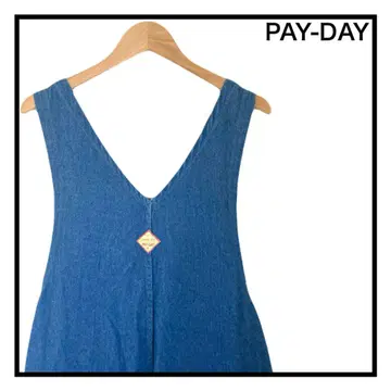 PAYDAY 데님 살로펫 오버롤 여성용 로고 자수 블루