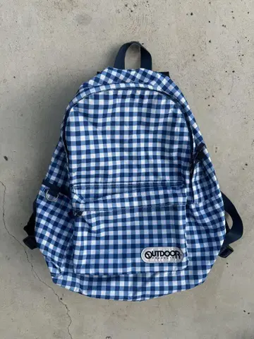 OUTDOOR 체크 무늬 백팩 아오바 계열 y2k