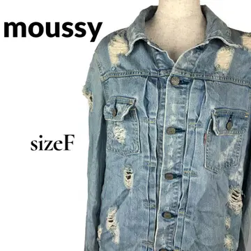 moussy 마우지 데미지 데님 자켓 데님 자켓 라이트 블루 F