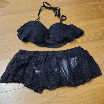 블랙 레이스 셋업 S