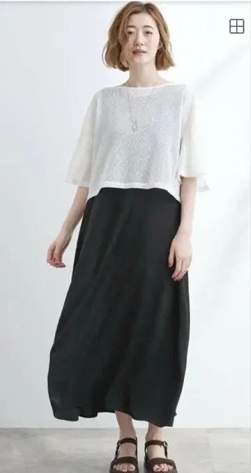그로브 SET 메쉬 블라우스 플레어 원피스 새상품