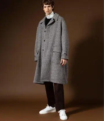 UNITED TOKYO 18AW 체크 더블 페이스 발 칼라 코트