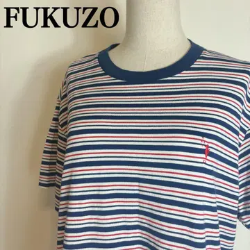 FUKUZO 후쿠조 보더 티셔츠 자수 반팔 넉넉한 모토마치 요코하마 M