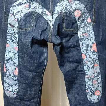 EVISU 청바지 일본풍 패턴 가죽 빨간색 귀