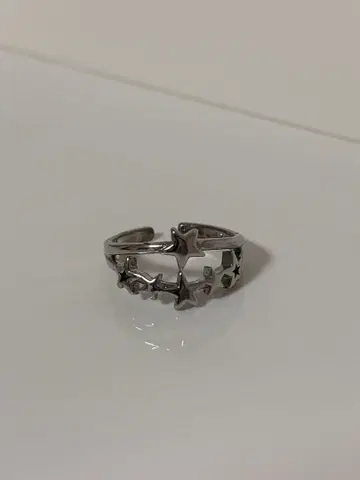 별 모양 장식 실버 오픈 반지