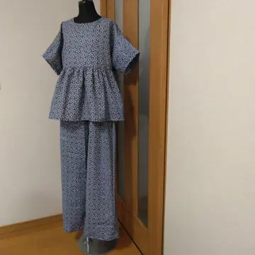 유카타 리메이크 (남자) 페플럼 탑과 와이드 팬츠 셋업
