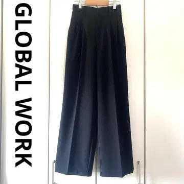GLOBAL WORK 글로벌 워크 우츠쿠 실루엣 와이드 팬츠 블랙