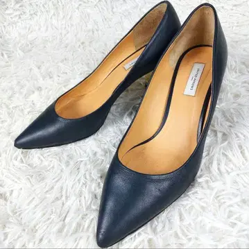 유나이티드 애로우즈 가죽 청키 힐 스틸레토 펌프스 37