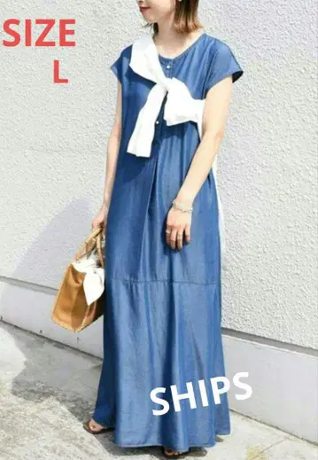 데님 슬리브리스 롱 원피스