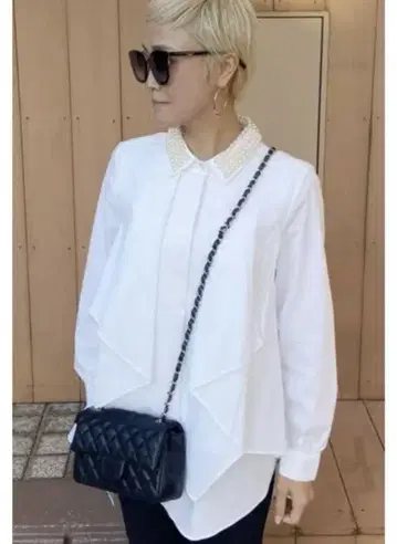 프릴 블라우스 펄 옷깃