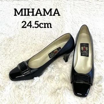 MIHAMA 미하마 펌프스 버클 블랙 가죽 에나멜 새상품급 24.5