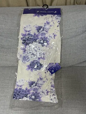 보라색 꽃무늬 유카타 미사용 새상품
