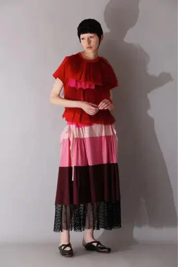 플레어 롱 스커트 레드 핑크 보라색 블랙