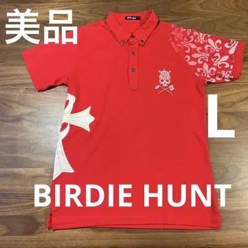 새상품급 BIRDIE HUNT 버디 헌트 L 스컬 빨간색 피케 셔츠 골프