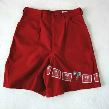 Ketty Ketty 꽃 자수 꽃무늬 패치 숏 팬츠 빨간색 M