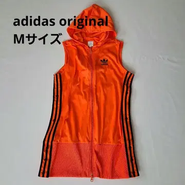 아디다스 아디다스 레어 후드 부착 저지 슬리브리스 오렌지