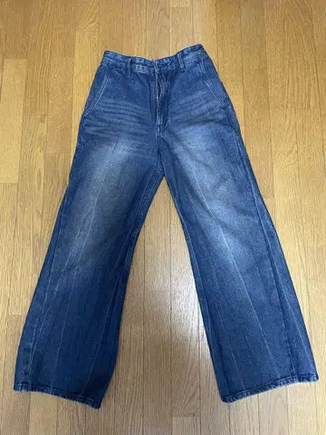 WYM LIDNM CURVED FLARE DENIM SLACKS: 데님