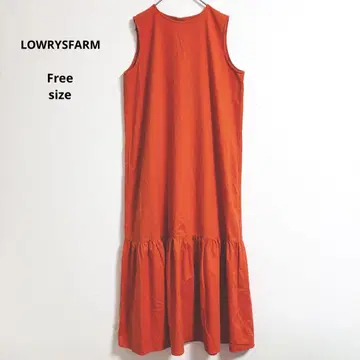 LOWRYSFARM 오렌지 슬리브리스 롱 원피스 원피스 마 혼방