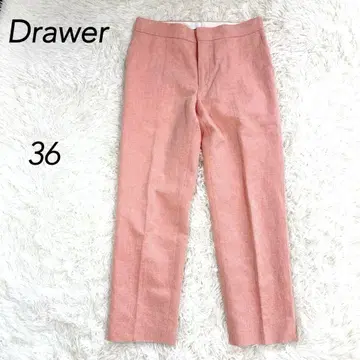 컨디션 최상 Drawer 코튼 린넨 센터 프레스 팬츠 살몬 핑크 36