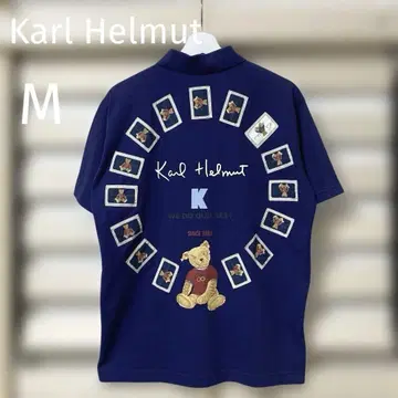 Karl Helmut 칼 헬무트 네이비 피케 셔츠 M 로고 와펜