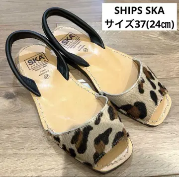 SHIPS SKA 쉽스 송치 레오파드 플랫 샌들 37