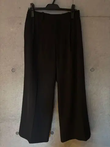 블랙 와이드 팬츠 허리밴딩