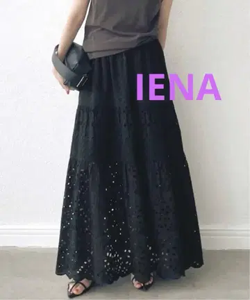 IENA 코튼 레이스 티어드 스커트 36