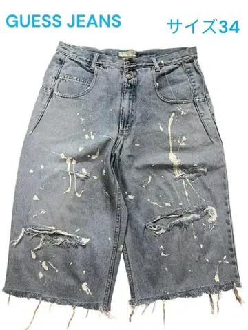 GUESS JEANS 게스 청바지 페인트 숏 데님 팬츠 W86