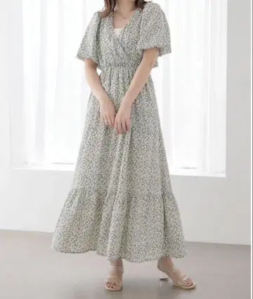 Heather 카슈쿨 플라워 원피스 미니 꽃무늬 맥시 길이 퍼프 슬리브