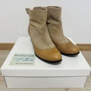 소노미츠 숏부츠 부티 가죽 신발 스웨이드 중고 24.5cm 베이지 계열