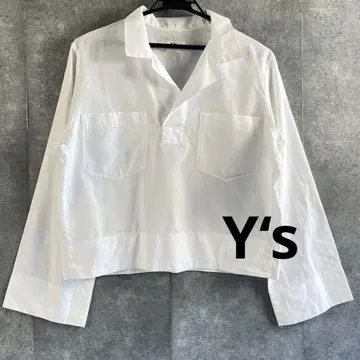 와이즈 상의 화이트 셔츠 풀오버 크롭 긴팔