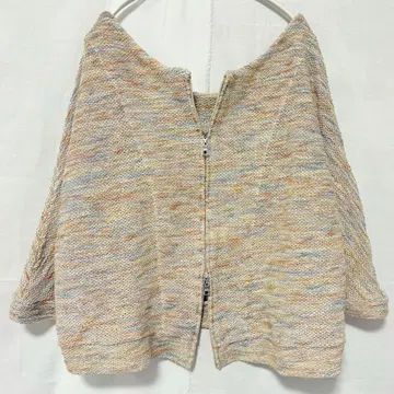 콤사 자켓 크롭 더블 지퍼 노카라 7부 소매 멀티 컬러