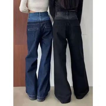 EMODA 레이어드 와이드 데님 M 블루