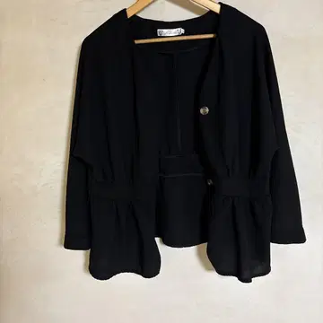 블랙 노카라 자켓 가디건