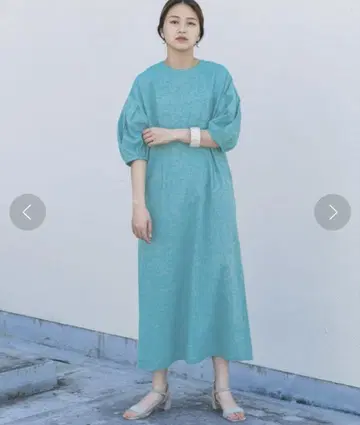KBF 크로스 턱 슬리브 롱 원피스