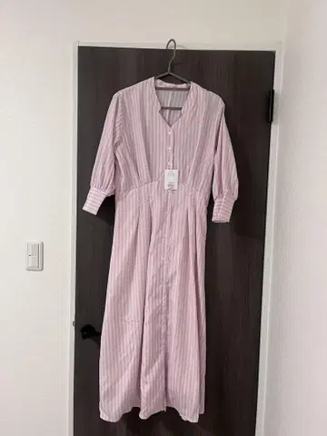 내추럴 꾸뛰르 턱 셔츠 원피스 핑크