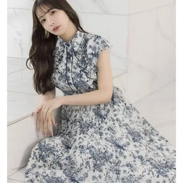 tocco 토코 클로젯 프릴 플라워 프린트 셔츠 플리츠 원피스