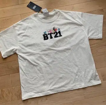 BTS BTS21 티셔츠 캐릭터 자수 화이트 화이트 L 사이즈
