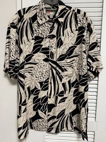 파인애플 패턴 블랙 베이지 Hawaiian Original 알로하 셔츠
