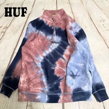 HUF 하프 타이다이 로고 자수 하프 지퍼 맨투맨 트레이닝복 XL