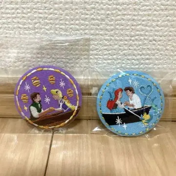 디즈니 자수 캔뱃지 라푼젤 아리엘 세트