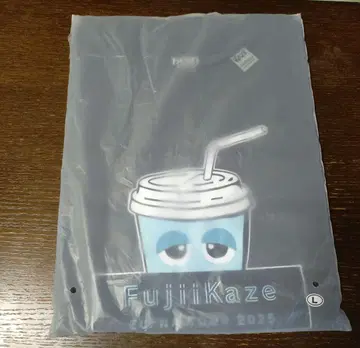 후지이 카제 티셔츠 드링크 티셔츠 (챠콜) L 사이즈 미사용 새상품