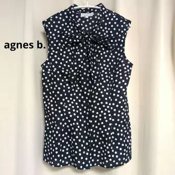 agnes b. 슬리브리스 셔츠 도트 블라우스 38 새상품급 애니에스베