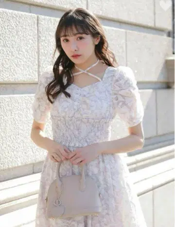AnMILLE 플라워 크로스 플레어 OP