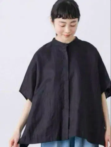 카구레 린넨 스퀘어 케이프 셔츠